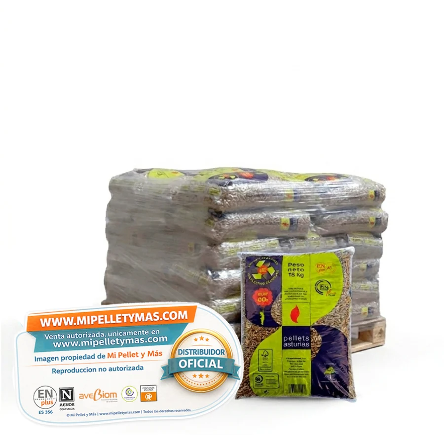 Pellets Asturias | Pellet Certificado ENplus A1 y DINplus | Palet 20 Sacos