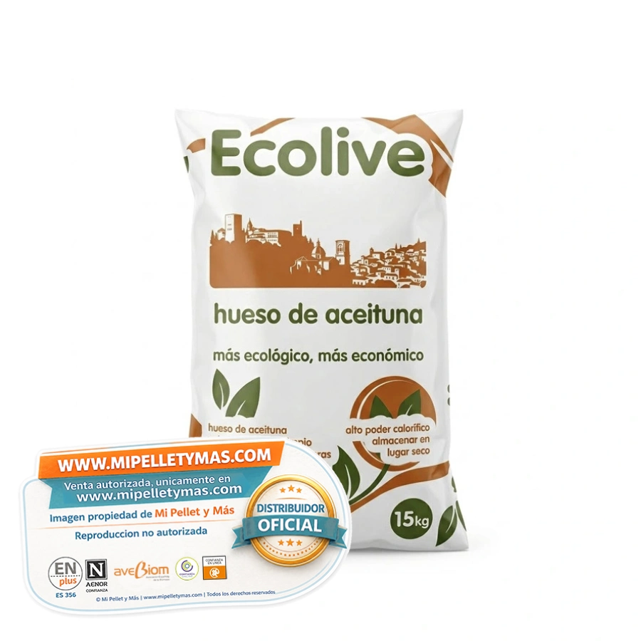 Ecolive | Hueso de aceituna certificado Biogramasa | Palet 77 sacos